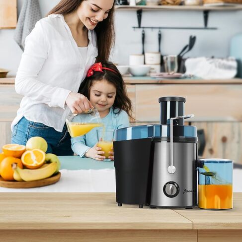 عصارة طرد مركزي مع فتحة تغذية واسعة 3 بوصات لخضروات الفاكهة، سهلة التنظيف، من الفولاذ المقاوم للصدأ، خالية من مادة BPA (فضي) in Kuwait