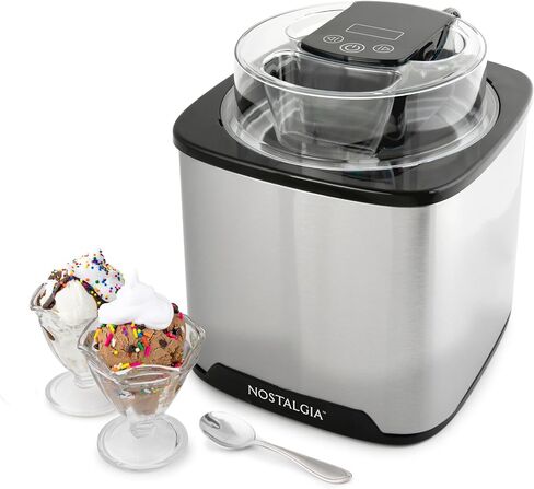 Nostalgia Electric Ice Cream Maker - Old Fashioned Soft Serve Ice Cream Machine Makes Frozen Yogurt or Gelato in Minutes - Fun Kitchen Appliance - Modern Style - Tan - 1.5 Quart in Kuwait