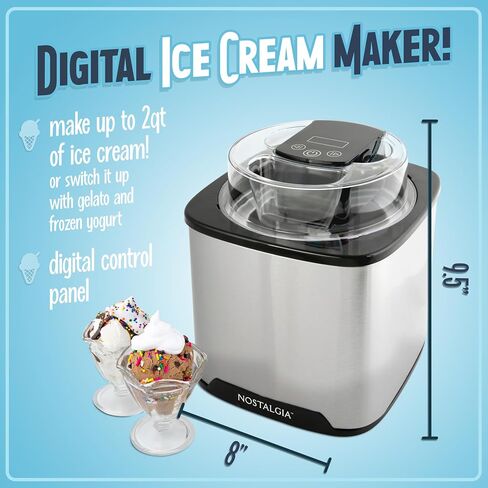 Nostalgia Electric Ice Cream Maker - Old Fashioned Soft Serve Ice Cream Machine Makes Frozen Yogurt or Gelato in Minutes - Fun Kitchen Appliance - Modern Style - Tan - 1.5 Quart in Kuwait