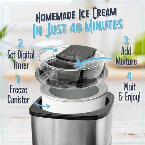 Nostalgia Electric Ice Cream Maker - Old Fashioned Soft Serve Ice Cream Machine Makes Frozen Yogurt or Gelato in Minutes - Fun Kitchen Appliance - Modern Style - Tan - 1.5 Quart in Kuwait