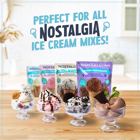 Nostalgia Electric Ice Cream Maker - Old Fashioned Soft Serve Ice Cream Machine Makes Frozen Yogurt or Gelato in Minutes - Fun Kitchen Appliance - Modern Style - Tan - 1.5 Quart in Kuwait