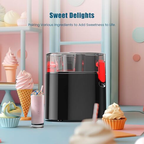 Ice Cream Maker, Ice Cream and Frozen Yogurt Machine, 1.5-Qt Double Insulated Freezer Bowl, LCD Screen and Timer, Quick Results Easy to Clean (Black & Red, medium) in Saudi Arabia