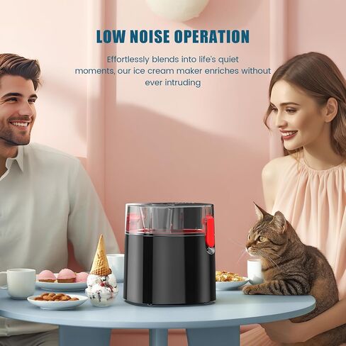 Ice Cream Maker, Ice Cream and Frozen Yogurt Machine, 1.5-Qt Double Insulated Freezer Bowl, LCD Screen and Timer, Quick Results Easy to Clean (Black & Red, medium) in Saudi Arabia