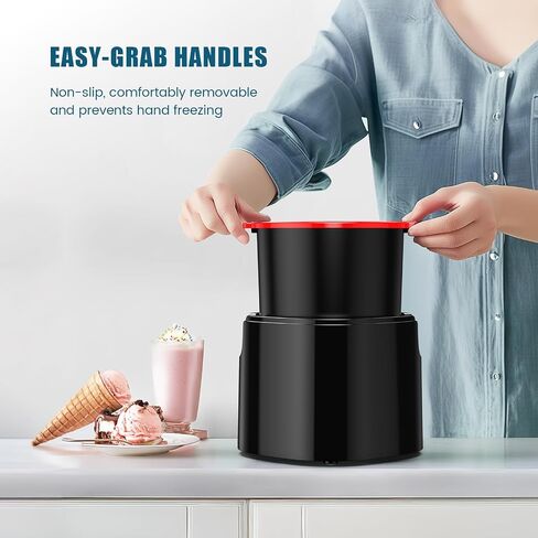 Ice Cream Maker, Ice Cream and Frozen Yogurt Machine, 1.5-Qt Double Insulated Freezer Bowl, LCD Screen and Timer, Quick Results Easy to Clean (Black & Red, medium) in Saudi Arabia