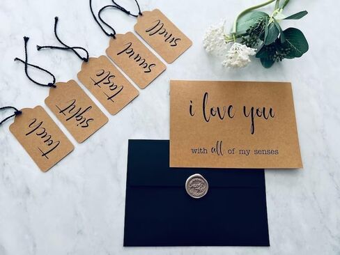 Five 5 Senses Card Set - I love you with all of my senses, Gift for him, Gift for her, Anniversary, Birthday, Valentines Day, Gift Ideas in Saudi Arabia