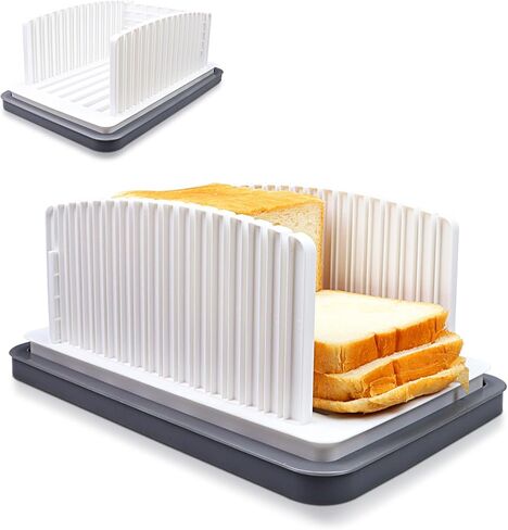 Bread Slicer for Homemade Bread, Bread Slicing Guide with Adjustable Width, Foldable Compact Cutting Guide with Crumb Tray for Homemade Bread Bagels Cakes in Kuwait