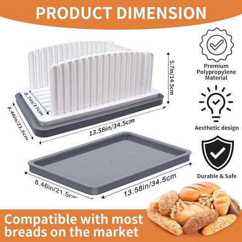 Bread Slicer for Homemade Bread, Bread Slicing Guide with Adjustable Width, Foldable Compact Cutting Guide with Crumb Tray for Homemade Bread Bagels Cakes in Kuwait