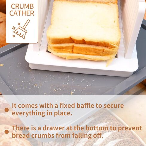 Bread Slicer for Homemade Bread, Bread Slicing Guide with Adjustable Width, Foldable Compact Cutting Guide with Crumb Tray for Homemade Bread Bagels Cakes in Kuwait