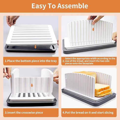 Bread Slicer for Homemade Bread, Bread Slicing Guide with Adjustable Width, Foldable Compact Cutting Guide with Crumb Tray for Homemade Bread Bagels Cakes in Kuwait