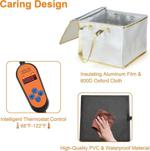 حصيرة مقاومة الخبز الحرارية مع غطاء للحفاظ على الحرارة - حصيرة مقاومة الخبز مناسبة لتخمير العجين، حصيرة تسخين العجين المخمر مع مجموعة كومبو للتحكم في الحرارة لصنع الخبز والخبز in Kuwait