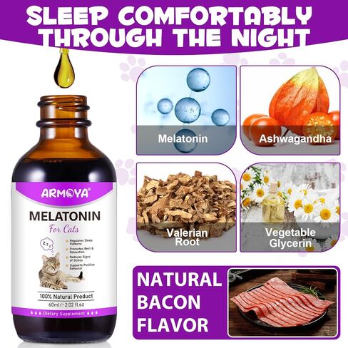 Cat Melatonin - Melatonin for Cats - Cat Calming Treats- Cat Sedative for Grooming - Helps to Support Restful Sleep for Your Cat - Cat Sleep Aid - Anxiety Relief for Cats in Saudi Arabia