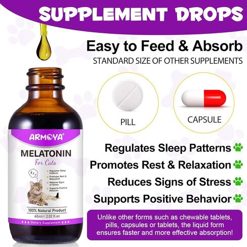 Cat Melatonin - Melatonin for Cats - Cat Calming Treats- Cat Sedative for Grooming - Helps to Support Restful Sleep for Your Cat - Cat Sleep Aid - Anxiety Relief for Cats in Saudi Arabia