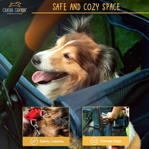 4 Wheels Pet Stroller for Small/Medium Dogs- One Button Fold, Adjustable Mesh Windows and Shades, 360° Swivel Front Wheels and Rear Wheel Brake in Saudi Arabia