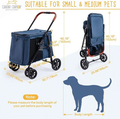 4 Wheels Pet Stroller for Small/Medium Dogs- One Button Fold, Adjustable Mesh Windows and Shades, 360° Swivel Front Wheels and Rear Wheel Brake in Saudi Arabia