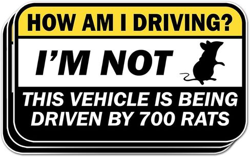 (6 Inches - 3PCS) How Am I Driving Sticker Funny Bumper Decal Im Not This Vehicle is Being Driven By 700 Rats Vinyl Die Cut Sticker Water-Resistand for Car Rear View Mirror Laptop Phone Water Bottle in Saudi Arabia