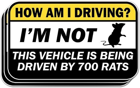 (6 Inches - 3PCS) How Am I Driving Sticker Funny Bumper Decal Im Not This Vehicle is Being Driven By 700 Rats Vinyl Die Cut Sticker Water-Resistand for Car Rear View Mirror Laptop Phone Water Bottle in Saudi Arabia