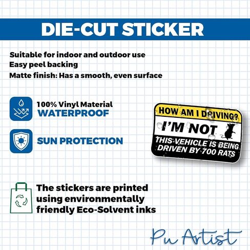 (6 Inches - 3PCS) How Am I Driving Sticker Funny Bumper Decal Im Not This Vehicle is Being Driven By 700 Rats Vinyl Die Cut Sticker Water-Resistand for Car Rear View Mirror Laptop Phone Water Bottle in Saudi Arabia