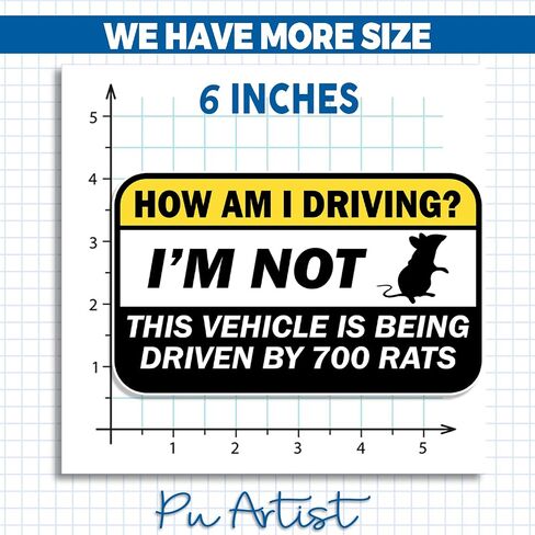 (6 Inches - 3PCS) How Am I Driving Sticker Funny Bumper Decal Im Not This Vehicle is Being Driven By 700 Rats Vinyl Die Cut Sticker Water-Resistand for Car Rear View Mirror Laptop Phone Water Bottle in Saudi Arabia