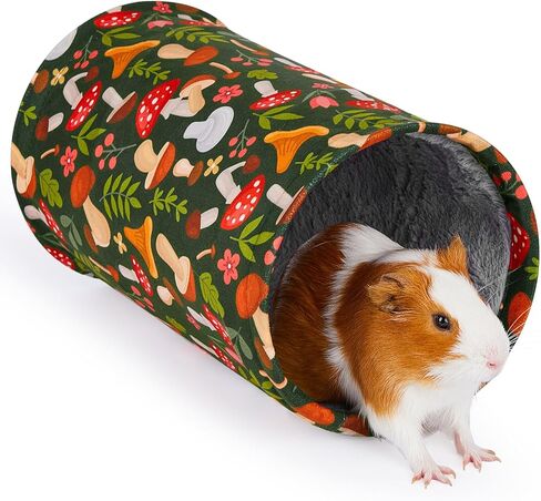 Glittme Guinea Pig Tunnel Machine Washable Guinea Pig Hideout Portable Rabbit Tunnel Soft Ferret Tunnel for Playing Resting Guinea Pig Accessories for Guinea Pig, Hedgehogs, Hamster,Mushrooms in Kuwait