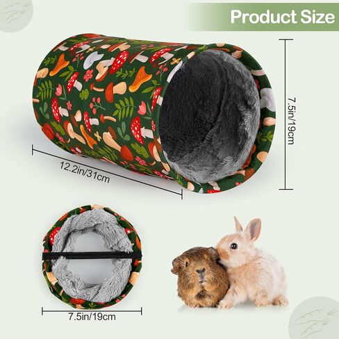 Glittme Guinea Pig Tunnel Machine Washable Guinea Pig Hideout Portable Rabbit Tunnel Soft Ferret Tunnel for Playing Resting Guinea Pig Accessories for Guinea Pig, Hedgehogs, Hamster,Mushrooms in Kuwait