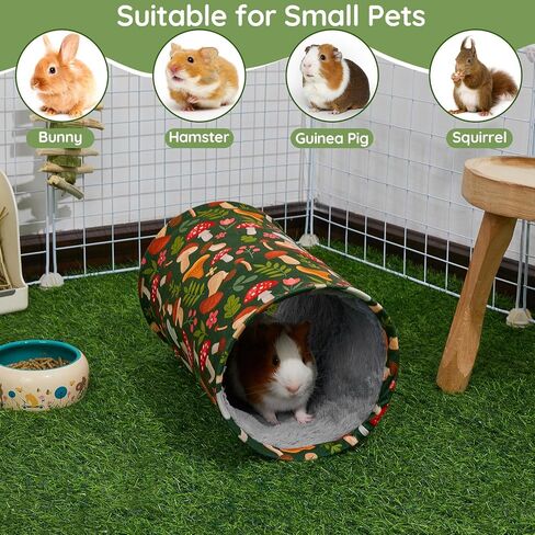 Glittme Guinea Pig Tunnel Machine Washable Guinea Pig Hideout Portable Rabbit Tunnel Soft Ferret Tunnel for Playing Resting Guinea Pig Accessories for Guinea Pig, Hedgehogs, Hamster,Mushrooms in Kuwait