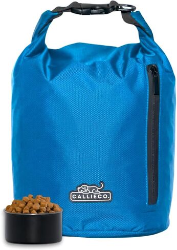 Dog Food Travel Bag w/ 1 Cup Scoop and Zipper Side Pocket | Waterproof Kibble Storage Container for Home, Road Trips, Camping, Boarding and More (Blue, 32 Cups) in Kuwait