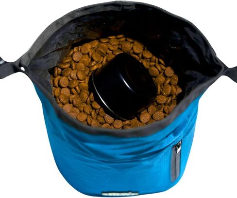 Dog Food Travel Bag w/ 1 Cup Scoop and Zipper Side Pocket | Waterproof Kibble Storage Container for Home, Road Trips, Camping, Boarding and More (Blue, 32 Cups) in Kuwait