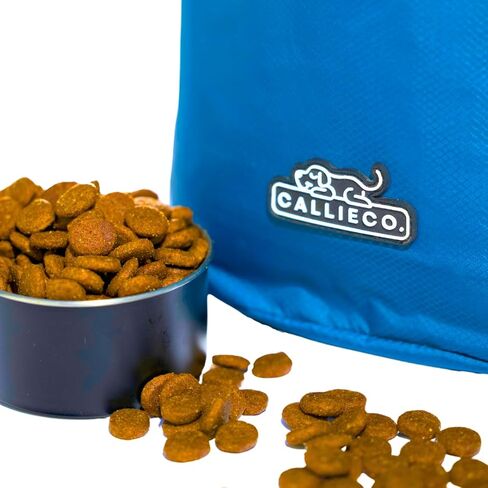 Dog Food Travel Bag w/ 1 Cup Scoop and Zipper Side Pocket | Waterproof Kibble Storage Container for Home, Road Trips, Camping, Boarding and More (Blue, 32 Cups) in Kuwait