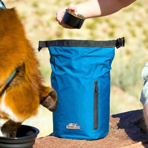 Dog Food Travel Bag w/ 1 Cup Scoop and Zipper Side Pocket | Waterproof Kibble Storage Container for Home, Road Trips, Camping, Boarding and More (Blue, 32 Cups) in Kuwait