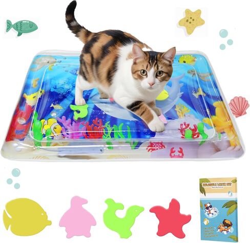 Water Sensory Playmat for Cats, Thickened Upgraded Cat Dog Toys Bored Pet Animals Cat Kicker Toys Self Play Mat, Interactive Toys Pet Water Sensory Mat Pad Pet Cooling Mat Indoor Outdoor Exercise in Saudi Arabia