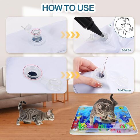 Water Sensory Playmat for Cats, Thickened Upgraded Cat Dog Toys Bored Pet Animals Cat Kicker Toys Self Play Mat, Interactive Toys Pet Water Sensory Mat Pad Pet Cooling Mat Indoor Outdoor Exercise in Saudi Arabia