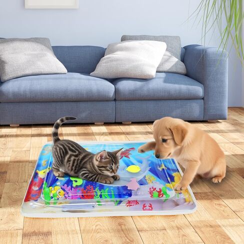 Water Sensory Playmat for Cats, Thickened Upgraded Cat Dog Toys Bored Pet Animals Cat Kicker Toys Self Play Mat, Interactive Toys Pet Water Sensory Mat Pad Pet Cooling Mat Indoor Outdoor Exercise in Saudi Arabia