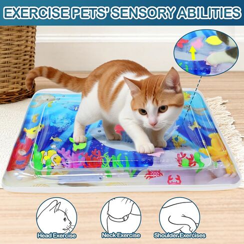 Water Sensory Playmat for Cats, Thickened Upgraded Cat Dog Toys Bored Pet Animals Cat Kicker Toys Self Play Mat, Interactive Toys Pet Water Sensory Mat Pad Pet Cooling Mat Indoor Outdoor Exercise in Saudi Arabia