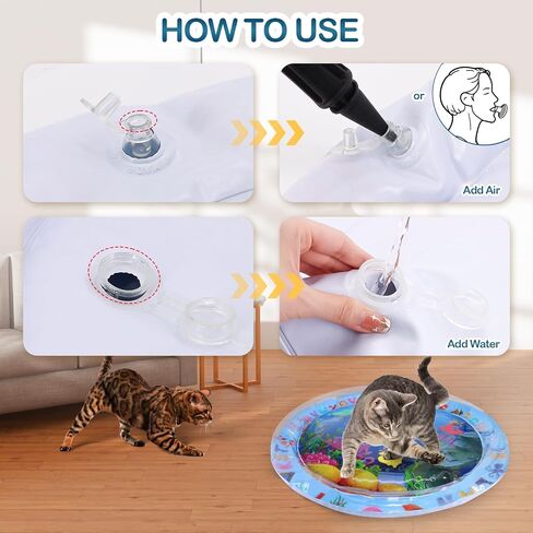 Water Sensory Playmat for Cats, Thickened Upgraded Cat Dog Toys Bored Pet Animals Cat Kicker Toys Self Play Mat, Interactive Toys Pet Water Sensory Mat Pad Pet Cooling Mat Indoor Outdoor Exercise in Saudi Arabia