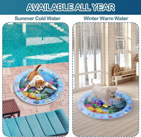 Water Sensory Playmat for Cats, Thickened Upgraded Cat Dog Toys Bored Pet Animals Cat Kicker Toys Self Play Mat, Interactive Toys Pet Water Sensory Mat Pad Pet Cooling Mat Indoor Outdoor Exercise in Saudi Arabia