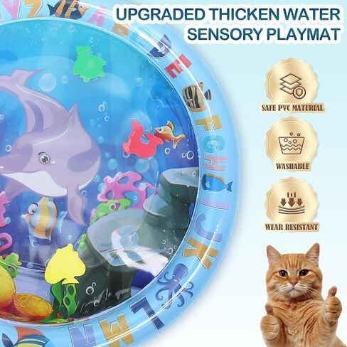 Water Sensory Playmat for Cats, Thickened Upgraded Cat Dog Toys Bored Pet Animals Cat Kicker Toys Self Play Mat, Interactive Toys Pet Water Sensory Mat Pad Pet Cooling Mat Indoor Outdoor Exercise in Saudi Arabia