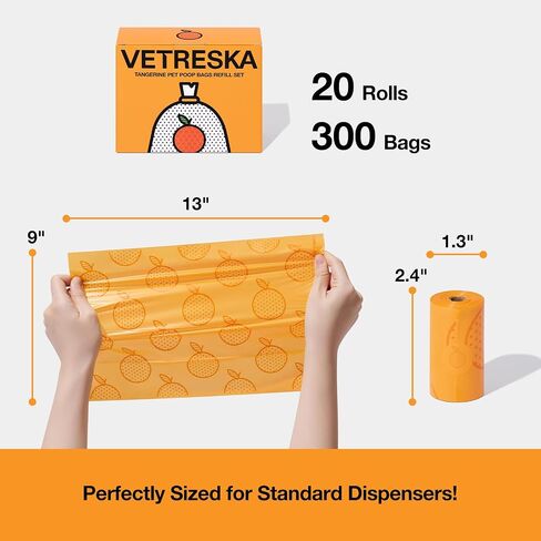 VETRESKA Dog Poop Bag Dispenser with Citrus Scented Waste Bags, 105 Counts in Saudi Arabia