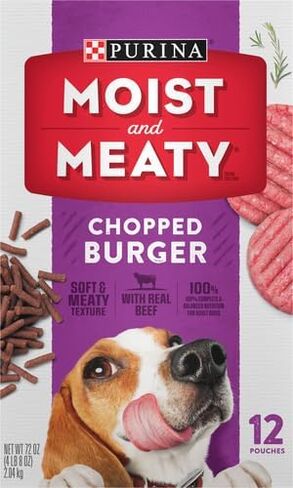 Purina Moist & Meaty Dog Food, Chopped Burger, 12 Pouches, 6 oz each in Saudi Arabia