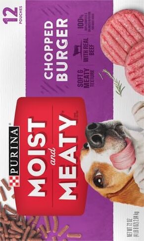 Purina Moist & Meaty Dog Food, Chopped Burger, 12 Pouches, 6 oz each in Saudi Arabia