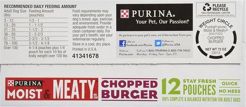 Purina Moist & Meaty Dog Food, Chopped Burger, 12 Pouches, 6 oz each in Saudi Arabia