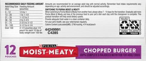 Purina Moist & Meaty Dog Food, Chopped Burger, 12 Pouches, 6 oz each in Saudi Arabia
