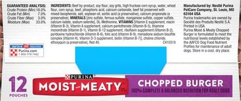 Purina Moist & Meaty Dog Food, Chopped Burger, 12 Pouches, 6 oz each in Saudi Arabia