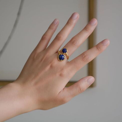 Lapis Lazuli Ring, Natural Blue Stone Ring for Lapis Lazuli Jewelry, Adjustable Handmade Ring for Women, September Birthstone Lapis Ring Gift for Her in Saudi Arabia