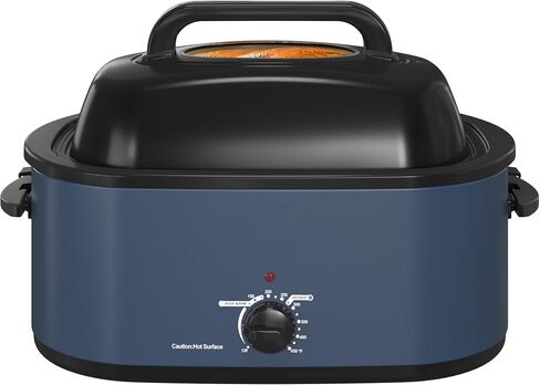 30Qt Electric Roaster Oven, with Self-Basting Lid, Removable Pan, Cool-Touch Handles, 1450W Stainless Steel Turkey Roaster Oven, Blue in Saudi Arabia