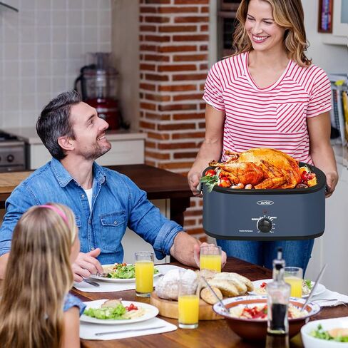 30Qt Electric Roaster Oven, with Self-Basting Lid, Removable Pan, Cool-Touch Handles, 1450W Stainless Steel Turkey Roaster Oven, Blue in Saudi Arabia