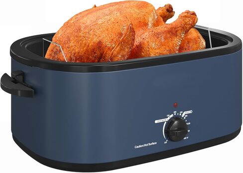 30Qt Electric Roaster Oven, with Self-Basting Lid, Removable Pan, Cool-Touch Handles, 1450W Stainless Steel Turkey Roaster Oven, Blue in Saudi Arabia