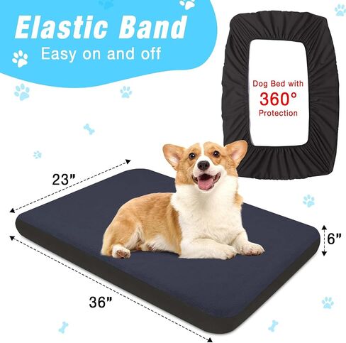 Dog Bed Covers Replacement Washable Small, 100% Waterproof Dog Bed Cover Soft Noiseless Dog Bed Sheets 50% Increase Durability, Blue 2 Pack 36 x 23 inch for Dog Bed/Pet Bed in Saudi Arabia