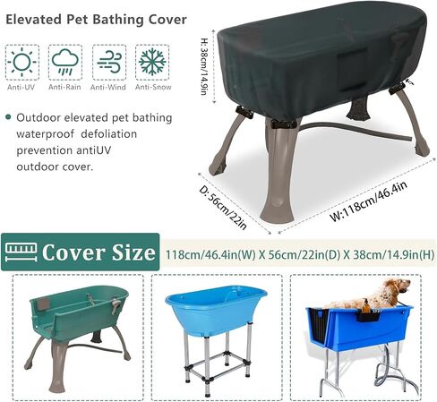 Pet Bathtub Cover, Portable Dog Bath Pool Cove W/Buckle Strap, 600D Oxford Fabric, Weatherproof, Easy to Elean, for Indoor, Outdoor, Pet, Dog, Cat Multiple Brand Elevated Bath Station Pet Bath Pool in Saudi Arabia