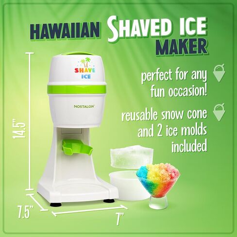 Nostalgia NESHVICE3HSID1 Snow Cone Shaved Retro Table-Top Slushie Machine-Includes 1 Reusable Plastic Cup and Ice Molds, Hawaiian in Saudi Arabia