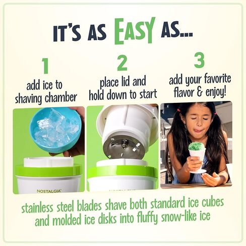 Nostalgia NESHVICE3HSID1 Snow Cone Shaved Retro Table-Top Slushie Machine-Includes 1 Reusable Plastic Cup and Ice Molds, Hawaiian in Saudi Arabia